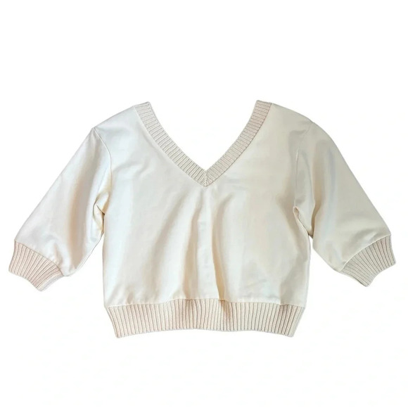 NEW 3.1 Phillip Lim Terry Crop Sweater sweatshirt knit Ivory luxury S - Picture 6 of 9